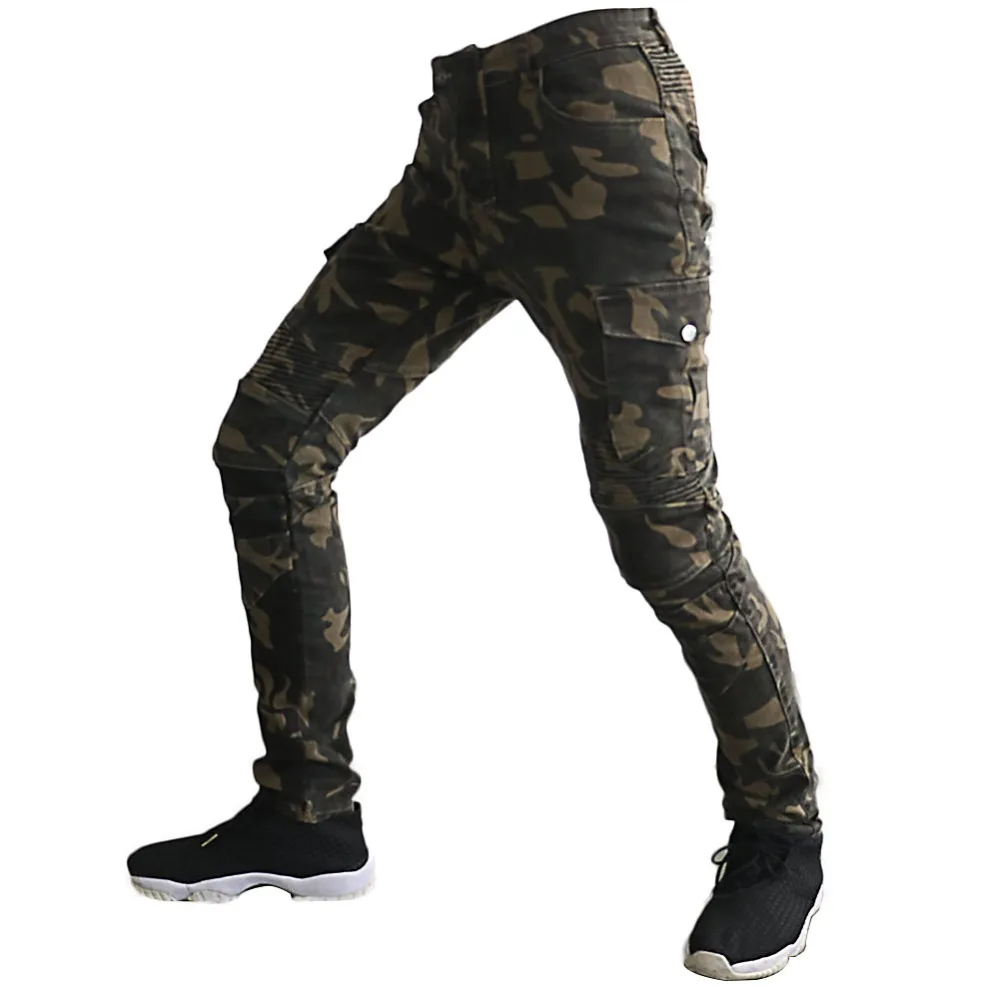 

Riding Motorcycle Men's Biker Jeans Protective Gear Motocross Motorbike Racing Camouflage Pants Straight Trousers