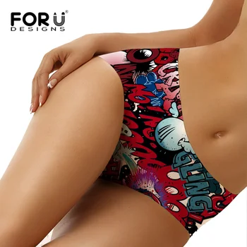 

FORUDESIGNS Funny Mix-color Graffiti Women Underwear Anti Emptied Panties Ladies Sexy Panty Women Seamless Bragas Mujer Calcinha