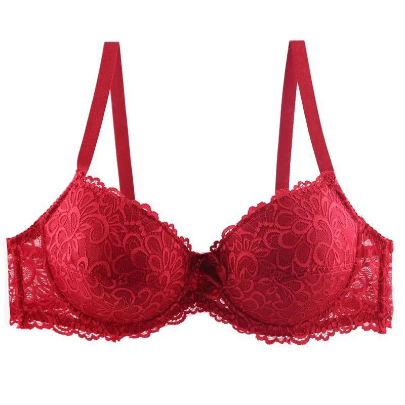

Floral Sexy women bra plus size D E cup push up bra lace embroidery brassiere adjustment strap underwear 0186