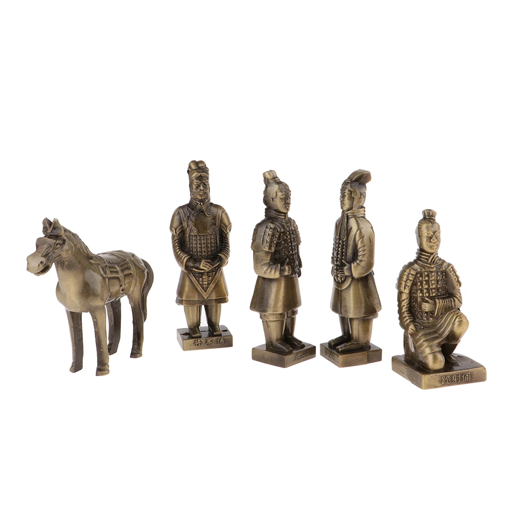 5Pcs/Pack 8cm Terracotta Army Qin Chinese Terra Cotta Warriors General Figures Handicrafts Statues Artwork Ornament Best Gift