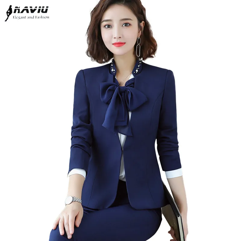 

Naviu new fashion two piece set for women pant suits long sleeve blazer and pants plus size clothes autumn and winter