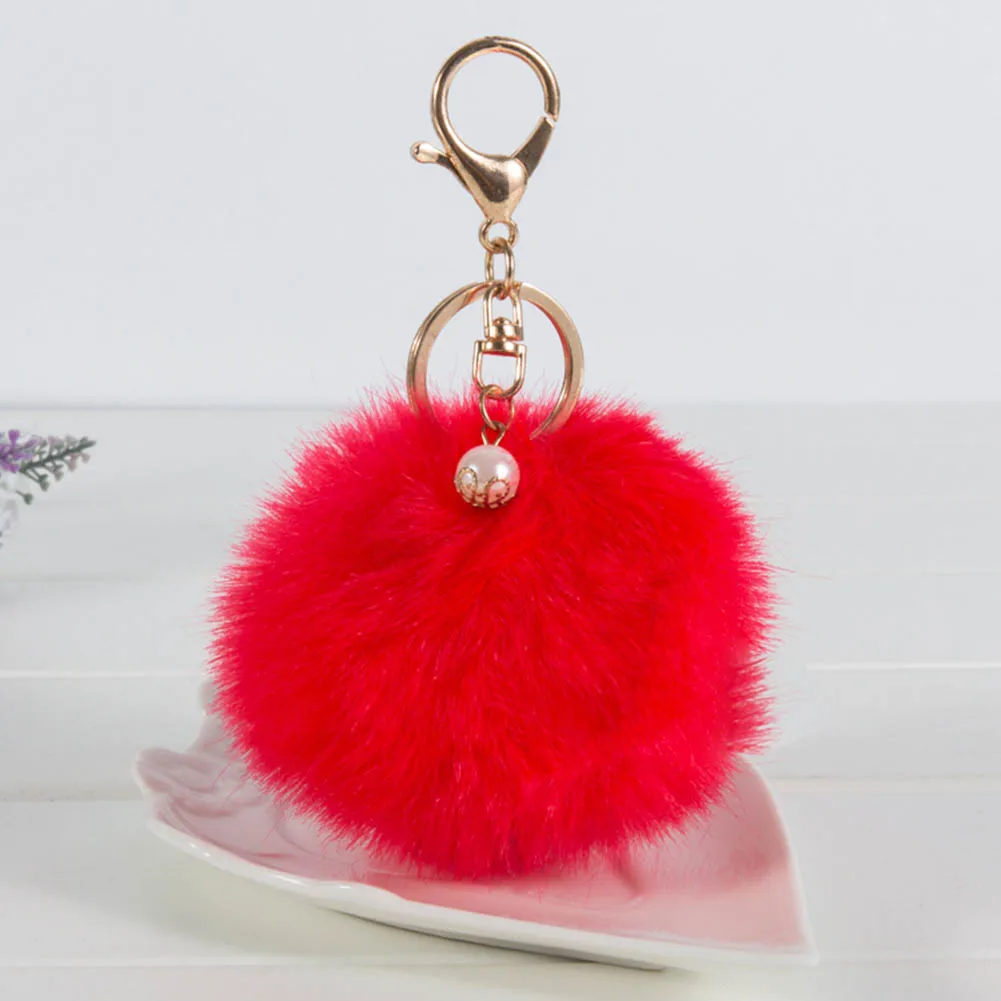 

Cute Girl Keychains New Plush Ball Keyring Faux Rabbit Fur Pom Key Chain Poms Key Holder Women Car Keychain Bag Pedant Gift