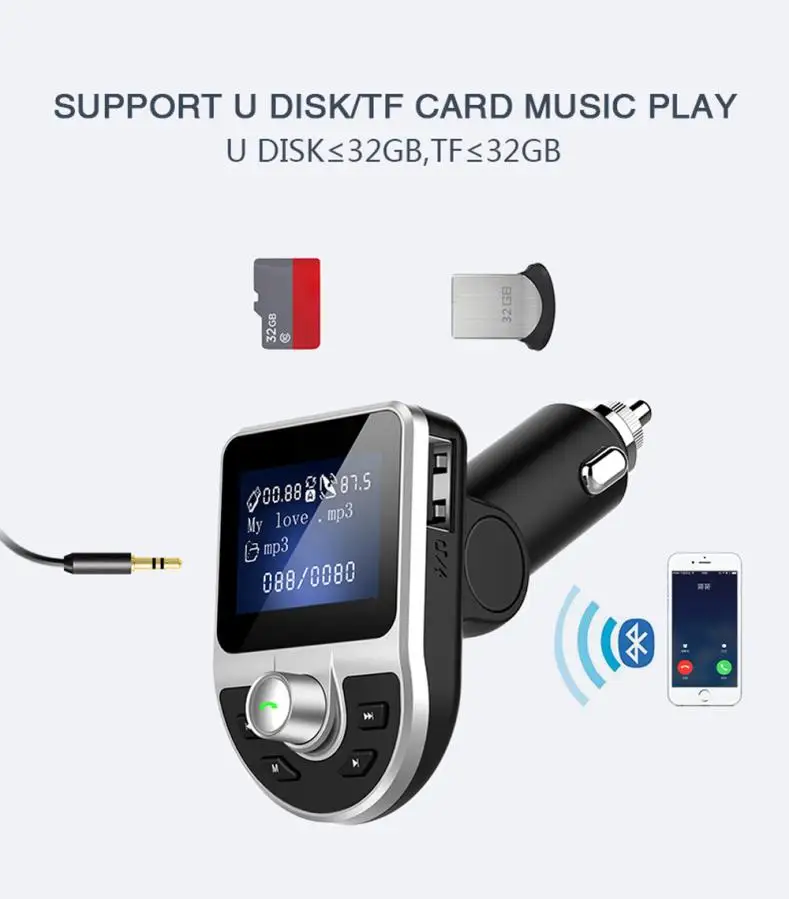 Новое поступление Bluetooth автомобильный fm-передатчик беспроводной радио адаптер USB зарядное устройство Mp3 плеер Прямая поставка m7