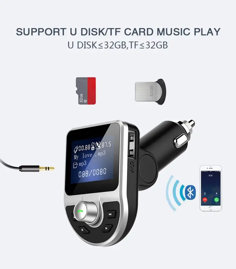 Новое поступление Bluetooth автомобильный FM передатчик беспроводной радиоадаптер