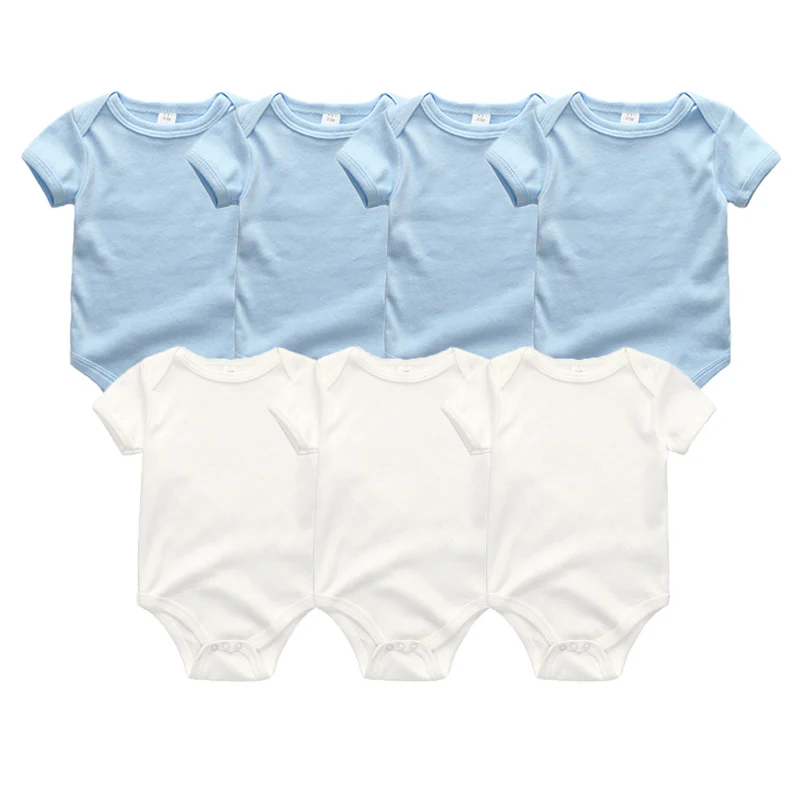 Одежда для малышей; Roupas; одежда унисекс; хлопковый костюм; 7 шт./лот; Детский комплект; комбинезон с короткими рукавами; Одежда для новорожденных; боди для малышей - Цвет: Q7005