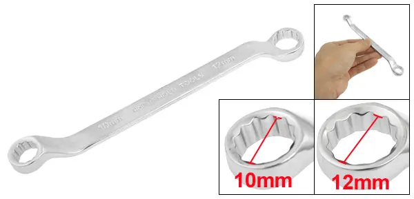 UXCELL Hot Sale Mertic Chrome-vanadium Steel Double Box Ended Ring Wrench 10mm x 12mm