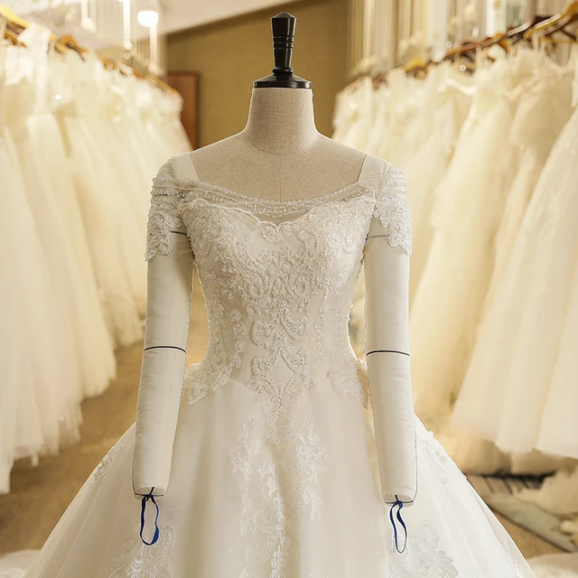 H611T Bateau Off-Shoulder Tulle Lace Applique Cheap Wedding Dresses Custom Made 4