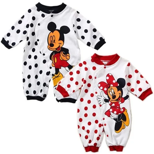 Infantil Детские Onesie Микки и Минни Маус Комбинезоны для детей с изображением героев