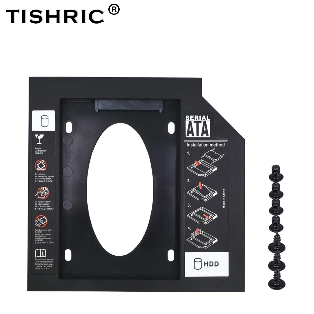 TISHRIC пластиковый 2nd Second HDD Caddy 12,7 мм SATA 3,0 Optibay 2,5 ''SSD DVD CD-ROM адаптер чехол для жесткого диска