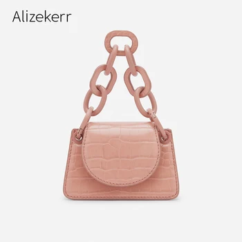 

Thick Chain Mini Lipstick Handbags Women Cute Crocodile Pattern Zebra Print Small Square Messenger Bag Girls Casual Coin Purse