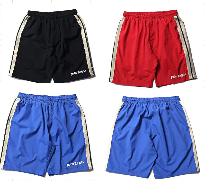 

2019 Palm Angels Shorts Men Women 1:1 High Quality Summer Style Striped Drawstring Rhude Heron Preston Palm Angels Mesh Shorts