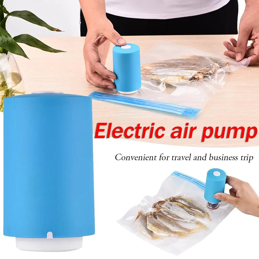 Тихий удобный многофункциональный двойной электрический воздушный насос для путешествий, компрессионный мешок для еды, вакуумный мешок для хранения воздуха - Цвет: Blue