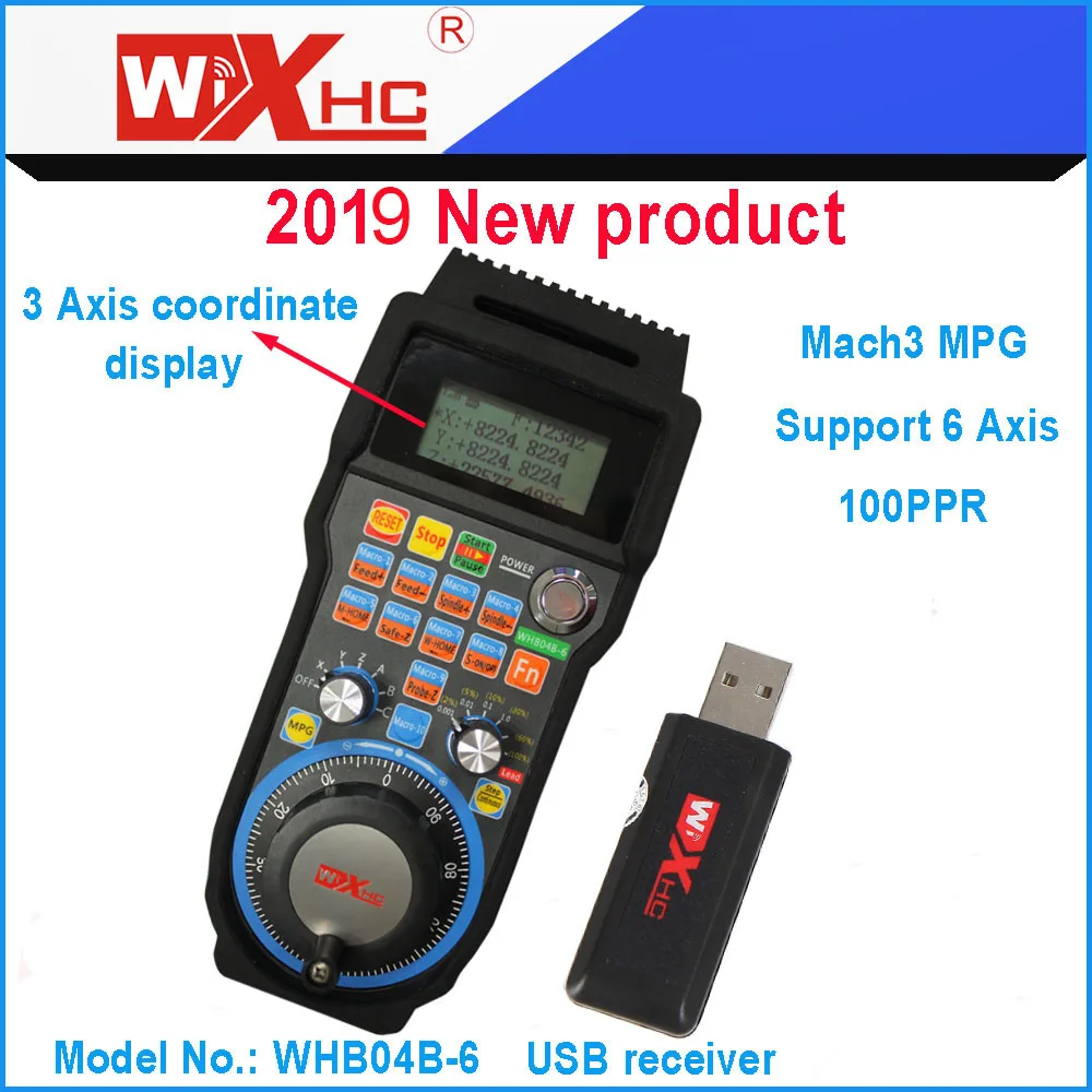 

2019 New CNC 6 Axis mach3 USB HandWheel Pulse Generator MPG pendant 100PPR Encoder mach3 wireless remote control