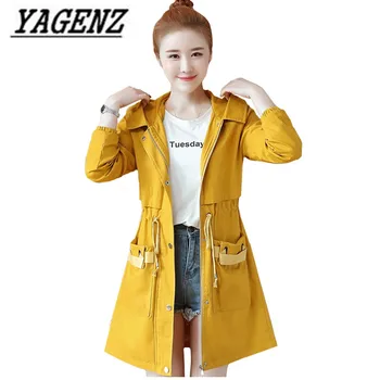 

Female Windbreaker 2019 New Spring Loose Long-sleeved Women's Hooded Outerwear Casual Solid Student Women's BF Windbreaker Coats