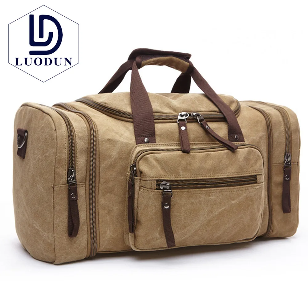 

LUODUN Canvas Men Travel Bags Carry on Luggage Bags Men Duffel Bag Tote Large Weekend Bag Overnight high Capacity backpack