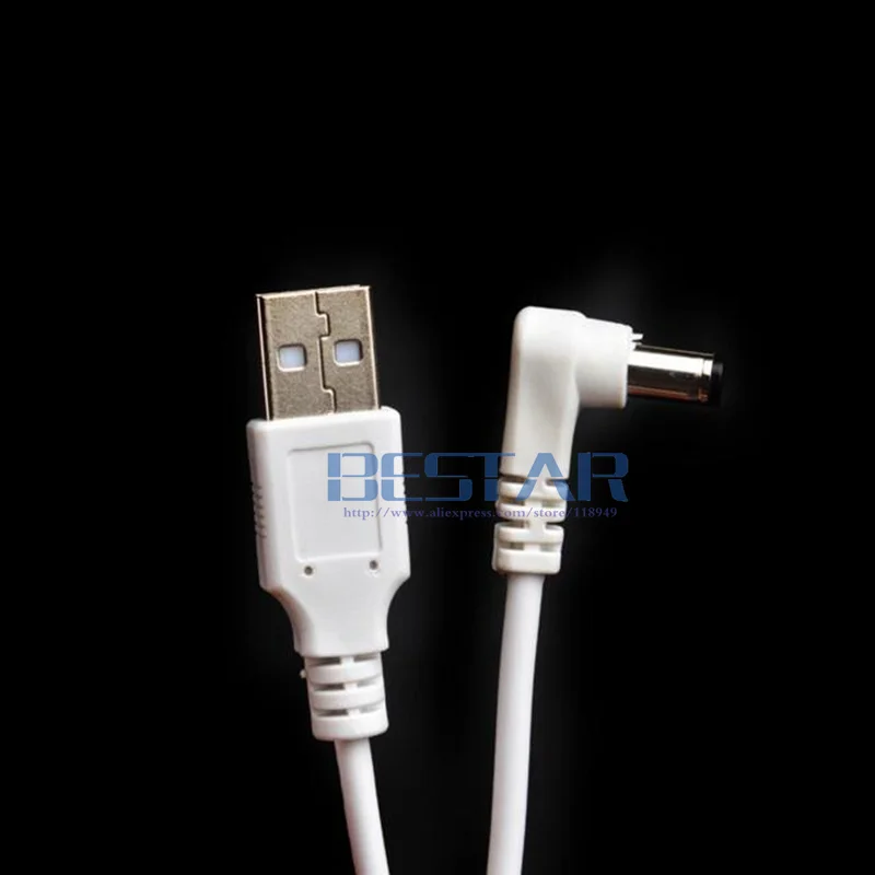 Белый DC локоть силовой кабель штекер USB к DC 5,5*2,5 5,5*2,5 мм 5,5 мм x 2,5 мм 5,5x2,5 мм Jack прямоугольный l-образный зарядный кабель 1 м