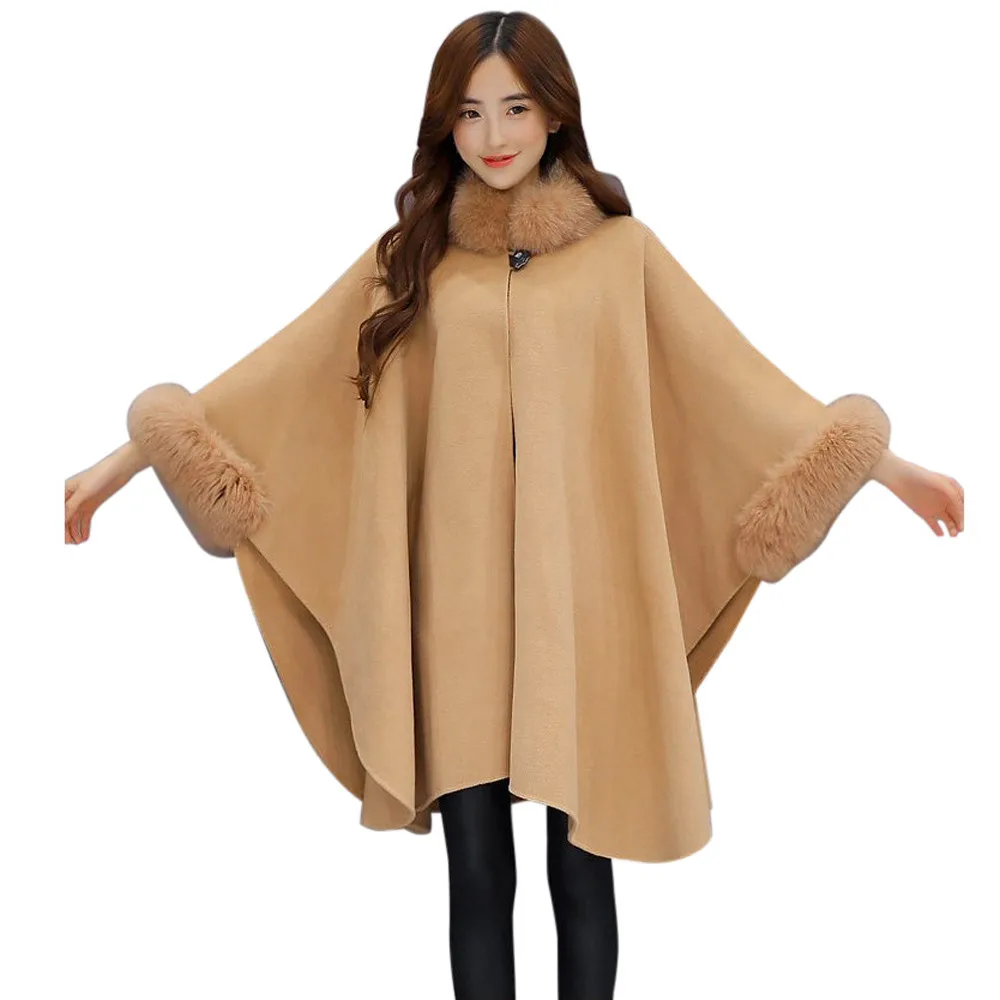 gris De Col Veste Parka Cardigan Fourrure Manteau Mode Casual Marron Outwear Femmes Laine 7xWnqWwUT