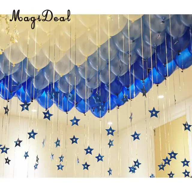 100x Shiny Plastic Stars Hanging Foil Balloon Swirl Tinsel Wedding 100x Shiny Plastic Stars Hanging Foil Balloon Swirl Tinsel Wedding Party Decor Blue Gold