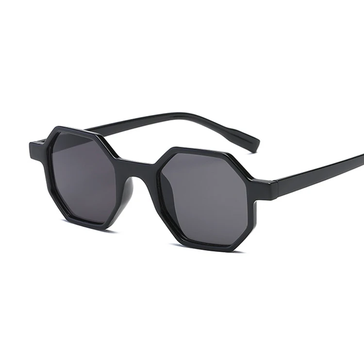 Восьмиугольные Винтажные Солнцезащитные очки для женщин, маленькая оправа, солнцезащитные очки для женщин, брендовые Дизайнерские Модные Ретро прозрачные зеркальные солнцезащитные очки для женщин - Цвет линз: Черный