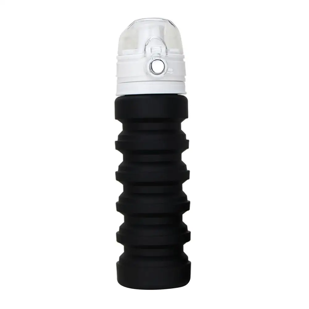 Высококачественная наружная Спортивная бутылка Складная спортивная чашка сложенная силиконовая бутылка для воды складной стакан - Цвет: Черный