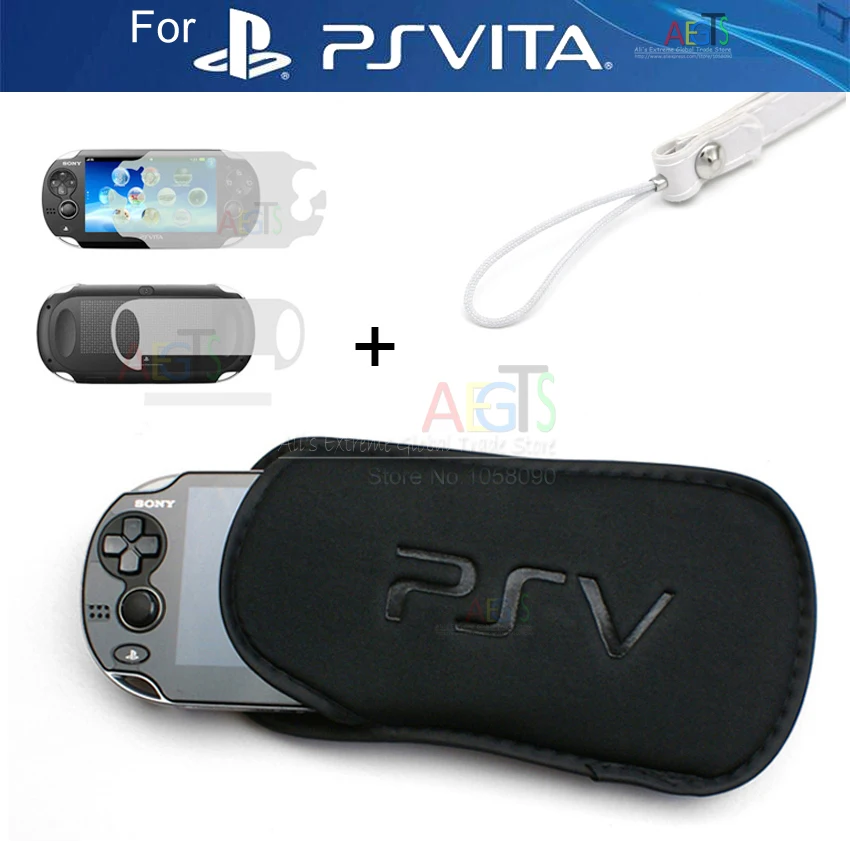 Ультрапрозрачная защитная пленка 3 в 1 + мягкий чехол сумка для Sony PS VITA PSV 1000 2000