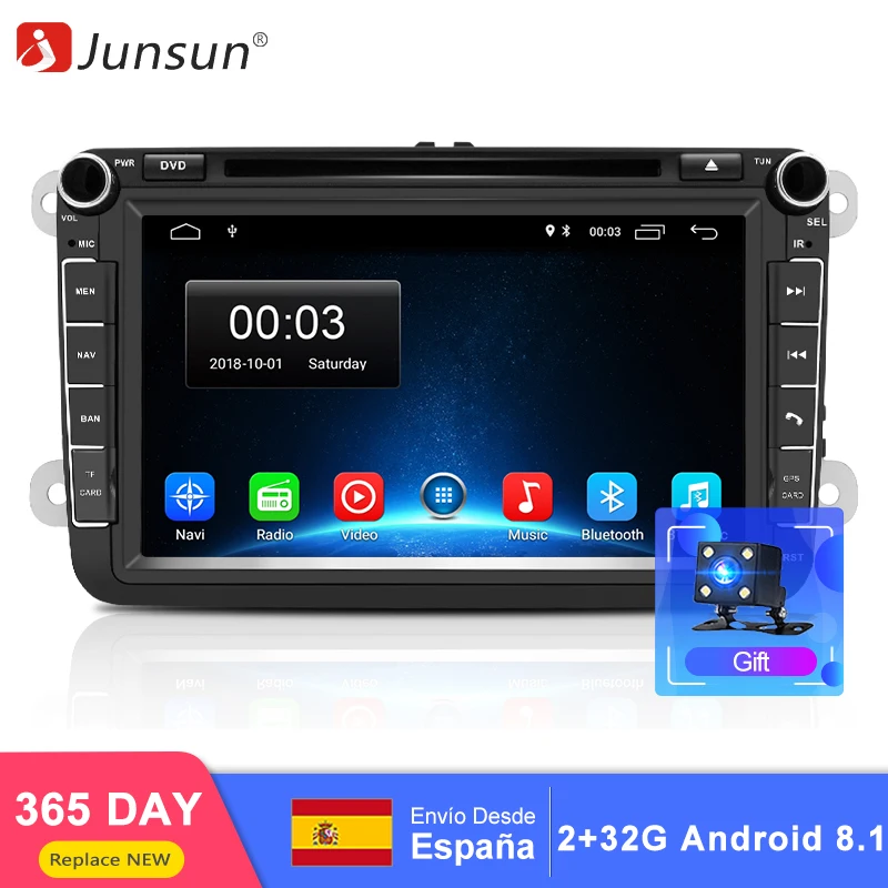 Junsun ram 2 + 32 ГБ Android 8 1 automagnitol din android автомобильный радиоприемник DVD для Golf 5 Passat b6 SEAT
