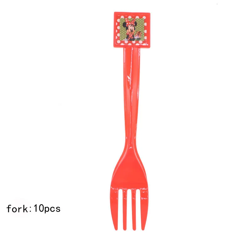 Вечерние украшения с Минни Маус для девочек, украшения для вечеринки в честь Дня Рождения, детские подарочные одноразовые наборы посуды, вечерние принадлежности - Цвет: fork 10pcs