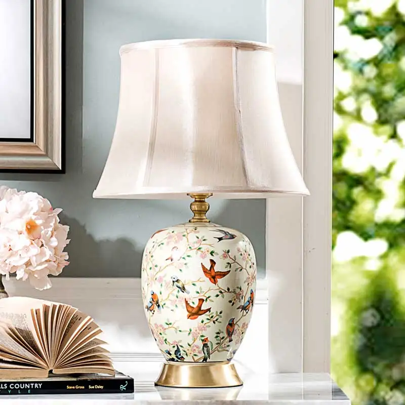 

[Brand Group] odd ranks yield living room bedroom Ge Liner color flowers hand-painted ceramic lamp trumpet A paragraph h