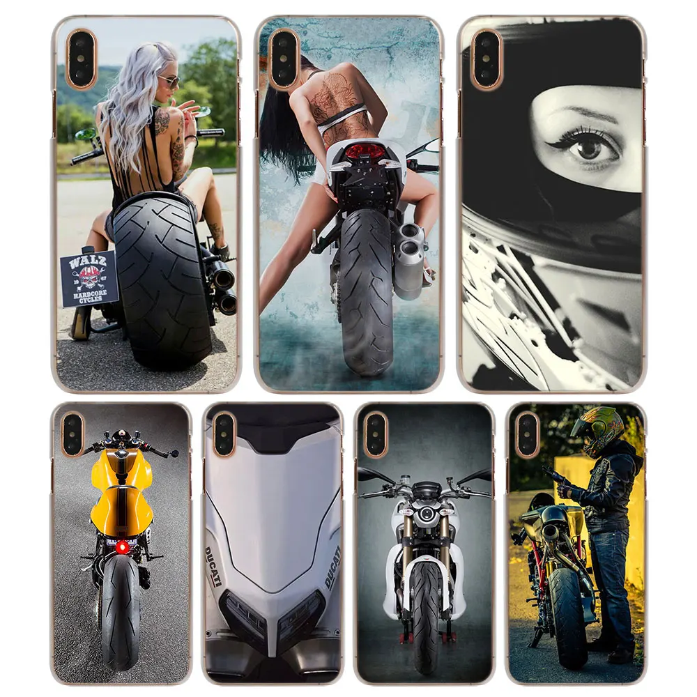 

Biker girl Motorcycle Girls Pattern Transparent Hard Phone Cases Cover for Apple iPhone X XS XR XS MAX 6 6s 6Plus 7 8 7 Plus SE