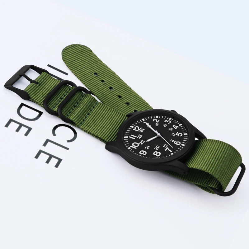 2018 Fashion Large Dial Military Quartz Men Watch nylon Sport watches High Quality Clock Wristwatch Relogio Masculino black