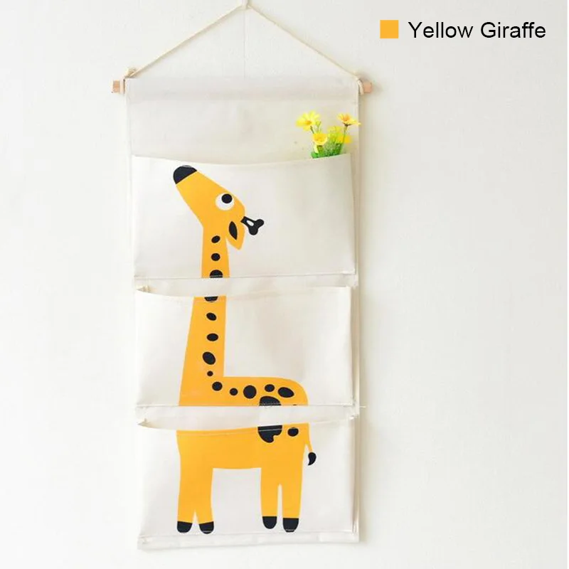 BONAMIE дорожные сумки подвесной органайзер с карманами настенный дверной подвесной сумки для хранения шкаф 3 кармана держатель висячие Сумки - Цвет: yellow giraffe