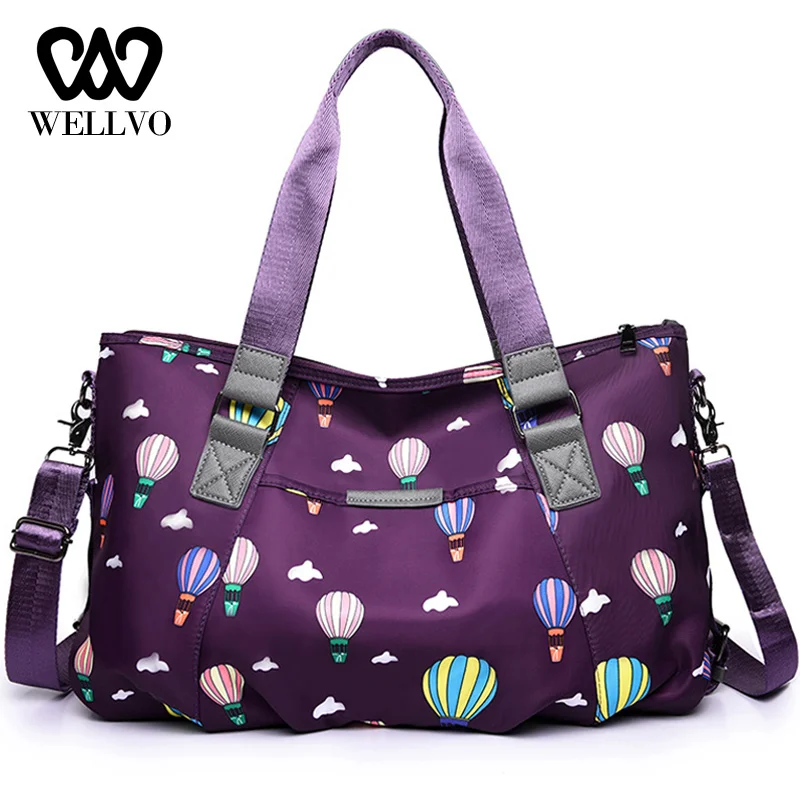 

Hot Air Balloon print Handbags For Female Nylon Travel Duffle Bag Women Shoulder Bags Casual Big Shopping Mummy Bag XA745WB