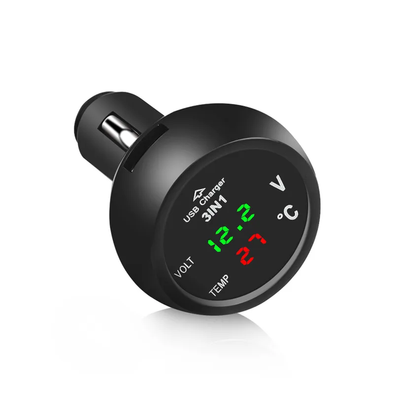 

3 In 1 Car LED Digital Voltage Voltmeter Celsius Thermometer Auto Temperature Detector 2.1A USB Phone charger for BMW VW Audi