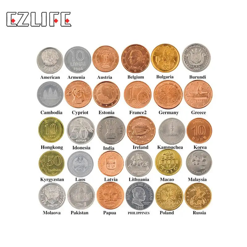 30pcs Collection Coins Set From Different 30 Countries Copy Coins Genuine Coins For Collection Home Decoration
