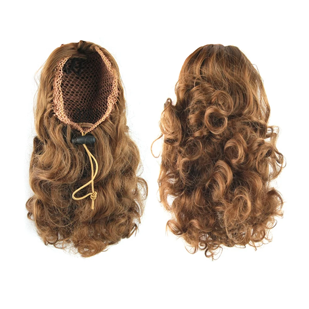 4 Colors Short Curly Hair Ponytail Wigs Synthetic Hair Pony Tail Black Brown Clip In Extension Horse Fairy Tail fake hair extensions