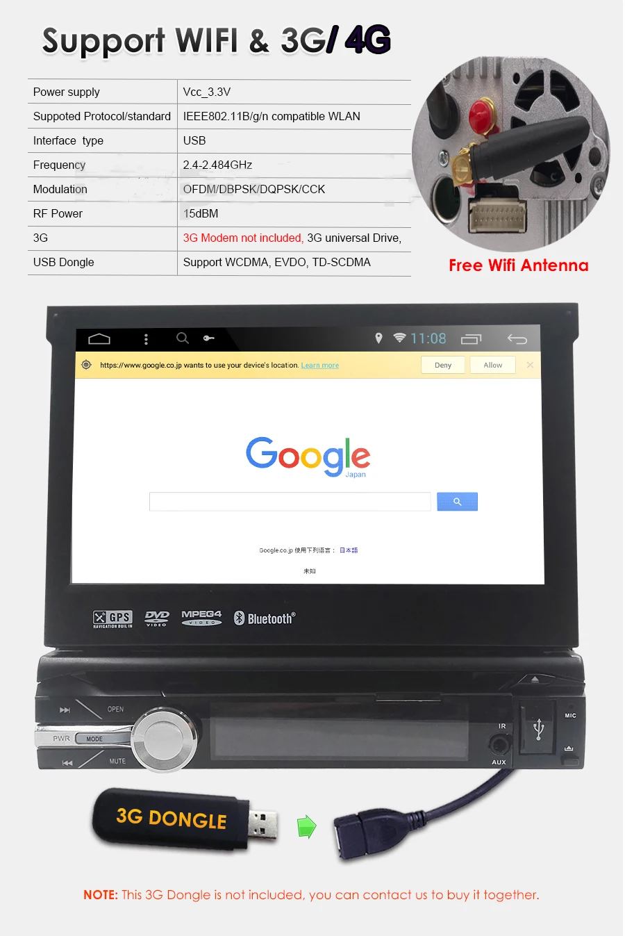 Excellent Universal 1 din Android 8.1 Quad Core Car DVD player GPS Wifi BT Radio BT 2GB RAM 32GB ROM16GB 4G SIM Network Steering wheel RDS 12