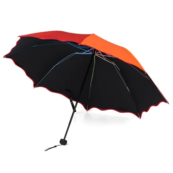 

Colorful Triple Folding Rain Sun Rainbow Women's Umbrella Windproof Waterproof UPF Parasol Protection UVA Coating Umbrella