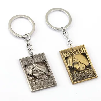 

12pcs/lot ONE PIECE Wanted Poster Key Chain Sanji Warrant Key Rings For Gift Chaveiro Car Keychain Jewelry Anime Key Holder