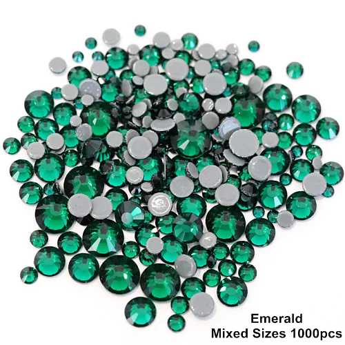 1000 шт разноцветные стеклянные стразы высокого качества с горячей фиксацией, стразы с плоской задней частью, стразы с горячей фиксацией, железные Стразы для одежды B3478 - Цвет: Emerald