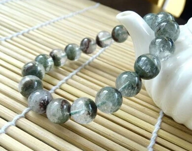 

001982 genuine chlorite phantom garden quartz stretch bracelet