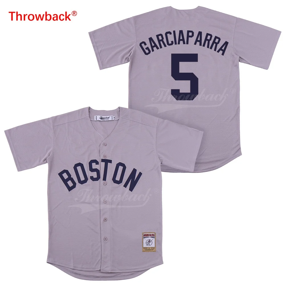 Throwback Baseball Jersey Men's Boston Jersey Garciaparra Jerseys Colour White Black Red Grey Green Dark Blue Shirt 2019021815