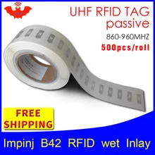 Rfid-теги UHF стикер Impinj B42 EPC 6C влажная инкрустация 915mhz868mhz860-960MHZ Higgs3 500 шт клей пассивный RFID этикетка