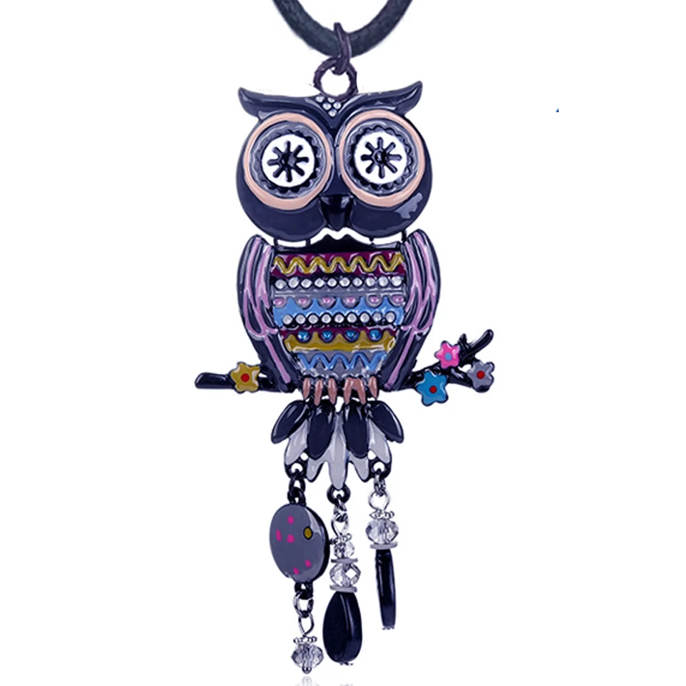 Подвеска D & Rui в виде совы из цветной эмалированной проволоки модное ожерелье с