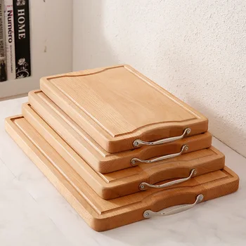 

Beech Rectangular Wooden Kitchen Chopping Board , Large and Thick Carved Solid Wood Cutting Boards Kitchen Stuff