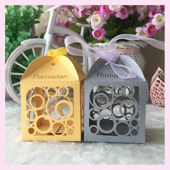 

50pcs/lot Paper arts Craft Decorative supply big and small circles house shape Wedding Candy Box Bride Gift Box Portable Case
