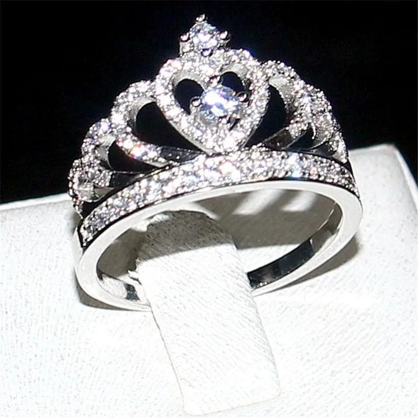 

choucong Jewelr Lady's Luxurious Crown 5a Zircon 925 silver CZ Stone ring Engagement Wedding Band Rings finger for Women Sz 5-10