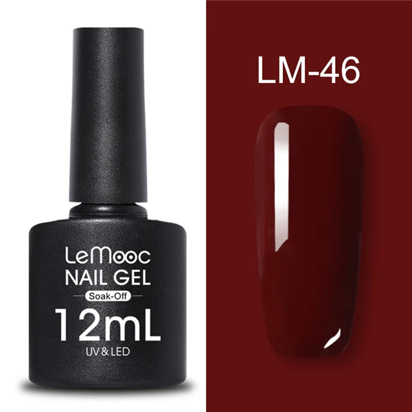 LEMOOC 12 мл Блестящий Гель-лак для ногтей Блестящий фиолетовый красный серебристый цвета долговечный впитывающий УФ гель для ногтей Гель-лак - Цвет: LM-46