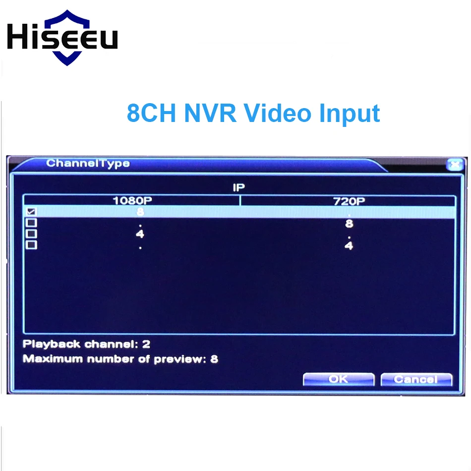 Hiseeu 4Ch 8Ch Mini NVR real P2P CCTV network video recorder VGA HDMI ouput ONVIF 2.0 For 1080P IP Camera Security System XMeye