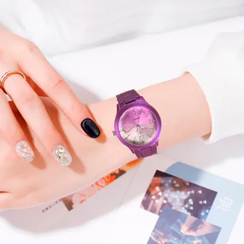

Luxury Women Watches Stylish And Elegant Geometric Surface Gradient Matte Dial Ladies Quartz Watch relogio feminino #20