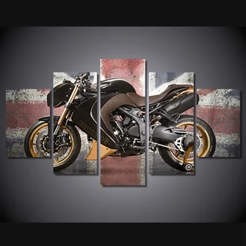 

5 Pcs/Set Framed HD Printed Retro Motorcycle Poster Pictures Room Decoration Canvas Wall Art Modern Cars Oil Painting